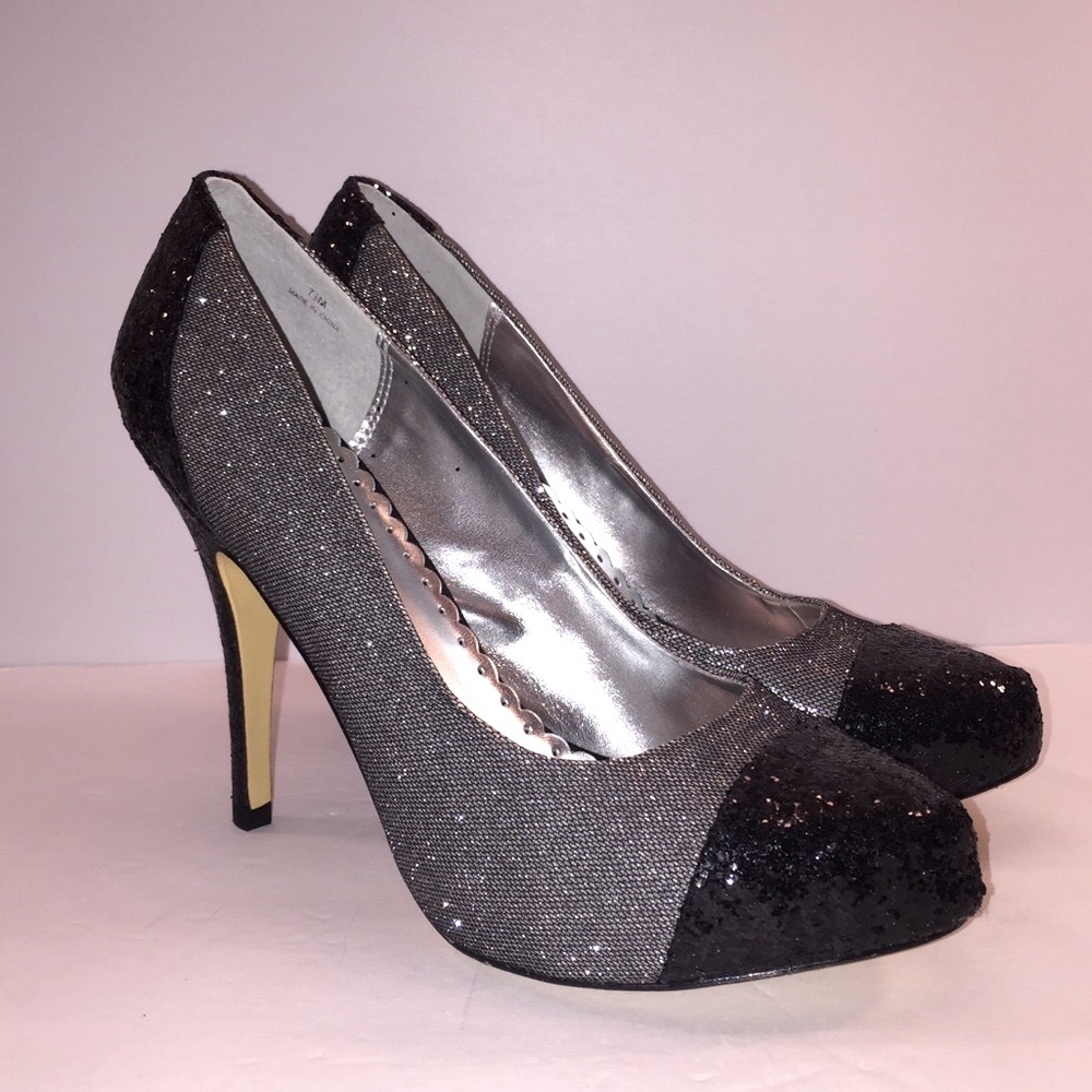LuLu Townsend Black/Silver Glitter Pump